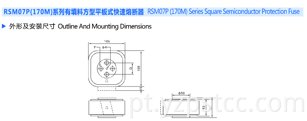 Square Semiconductor Protection Fuse